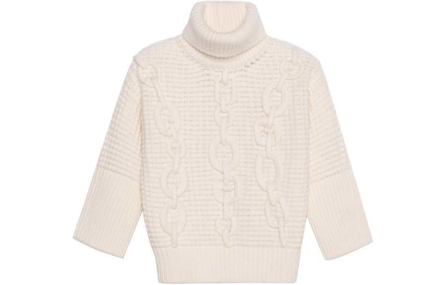 HERMES Knitwear Women's Ivory Turtleneck Moderate Other