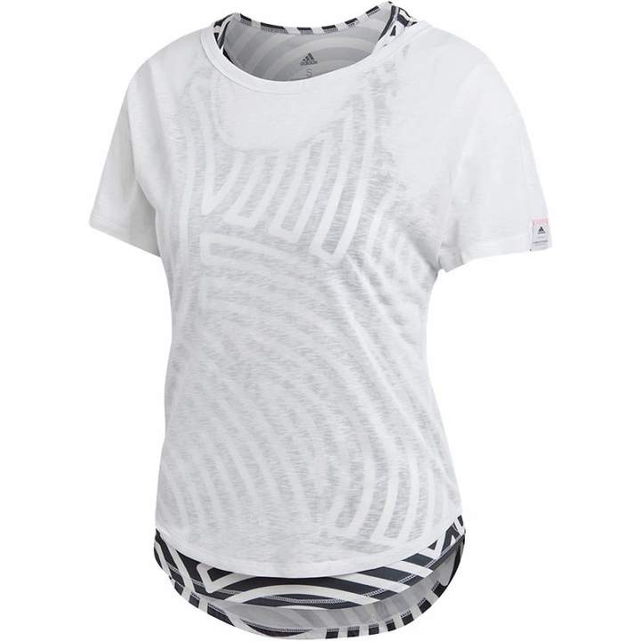 Adidas Adidas T Shirts Women's White Crew Neck Moderate Mock Two Piece