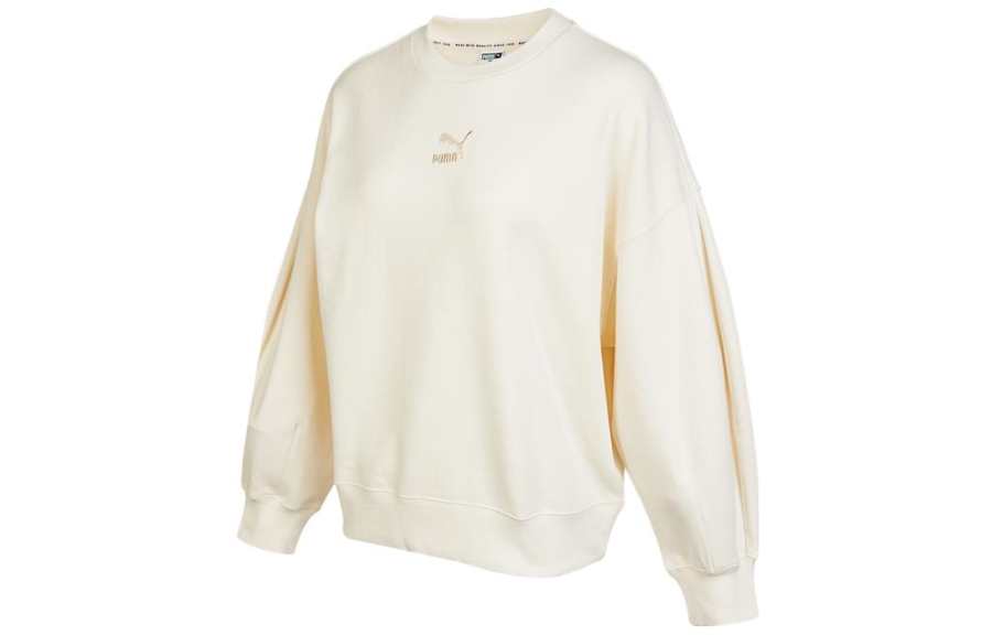 PUMA Sweatshirts Women's Ecru Crew Neck Moderate Regular