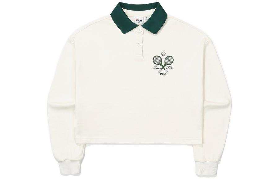 FILA Sweatshirts Women's White Lapel Moderate Regular