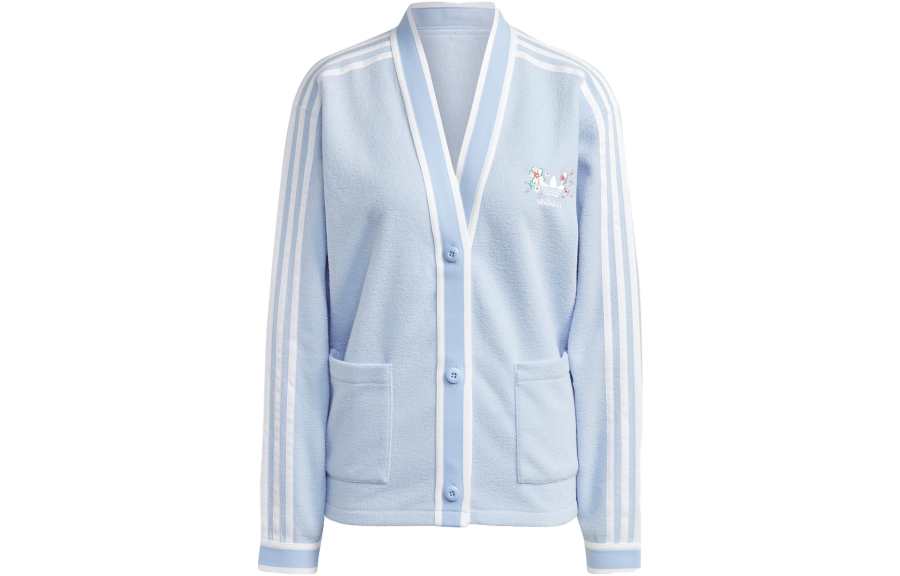 Adidas Adidas Knitwear Women's Blue V Neck Moderate Cardigan