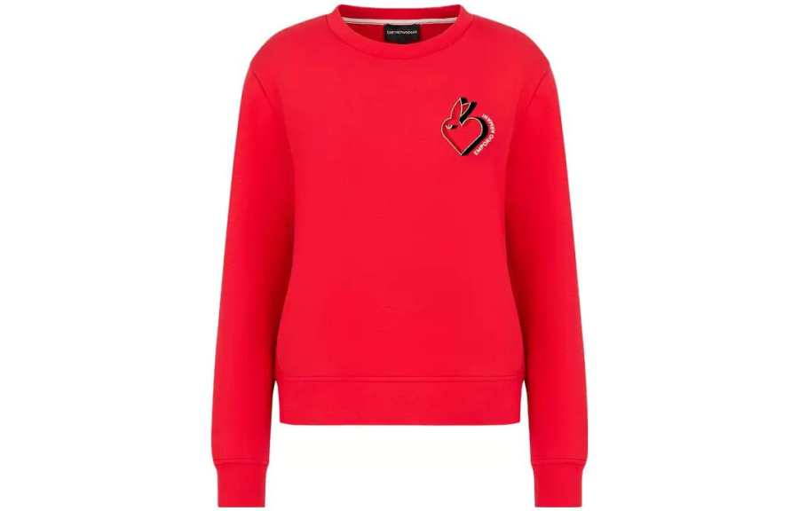EMPORIO ARMANI Year Of The Rabbit Sweatshirts Women's China Red Crew Neck Moderate Other