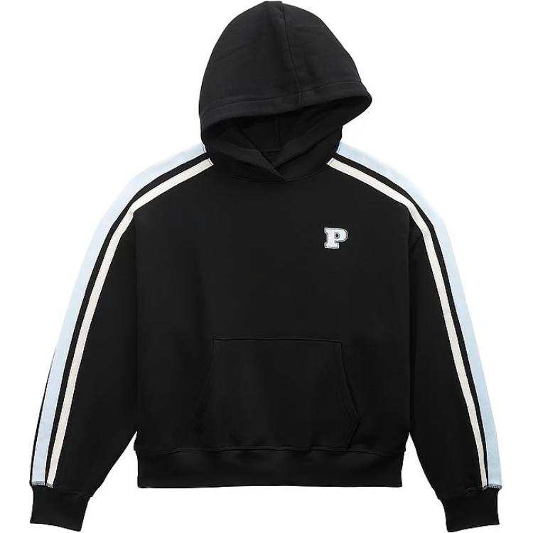 Victoria's Secret PINK Ivy Fleece Campus Hoodie/Pure Black Sweatshirt Women's Pure Black