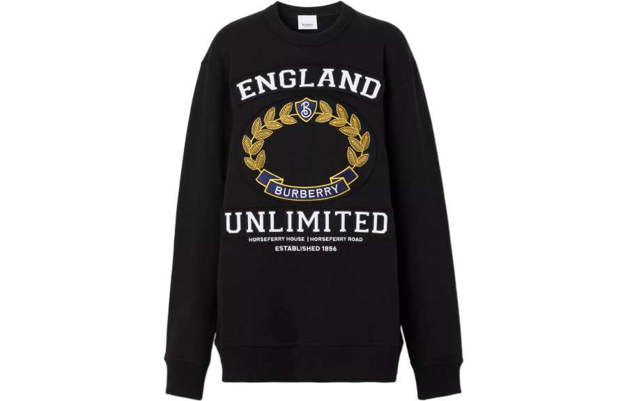 Burberry Women's College Graphic Cotton Oversized Sweatshirt Black/White/Yellow
