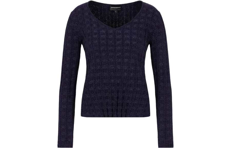 EMPORIO ARMANI Knitwear Women's Purple V Neck Moderate Other