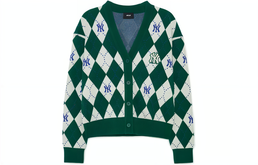 MLB Knitwear Women's Green V Neck Moderate
