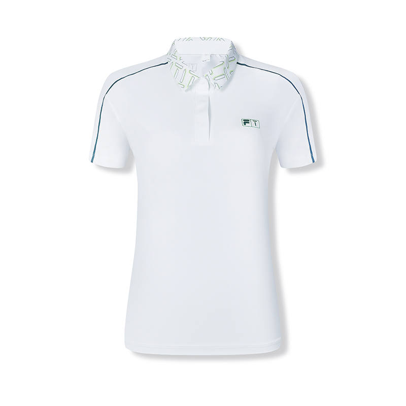 FILA Polo Shirts Women's White Polo Collar Moderate Straight Fit