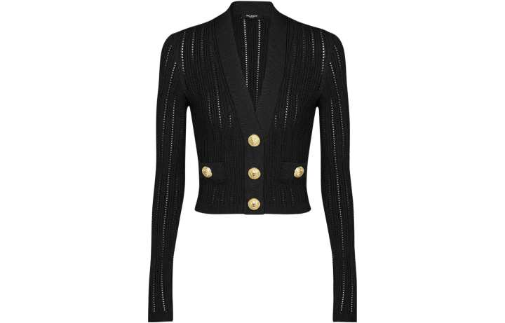 BALMAIN BALMAIN Open-knit Cropped Cardigan