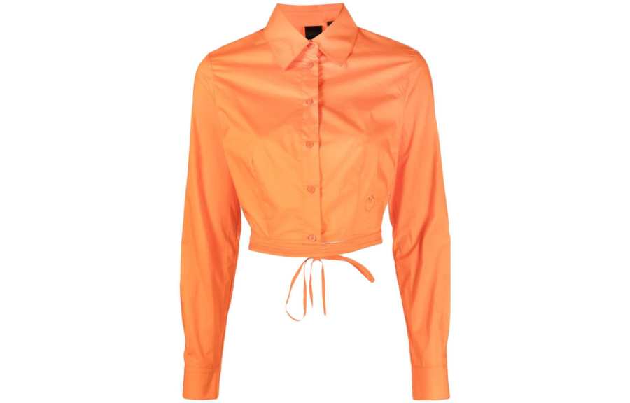 PINKO Shirts Women's Orange Lapel Moderate Shirt