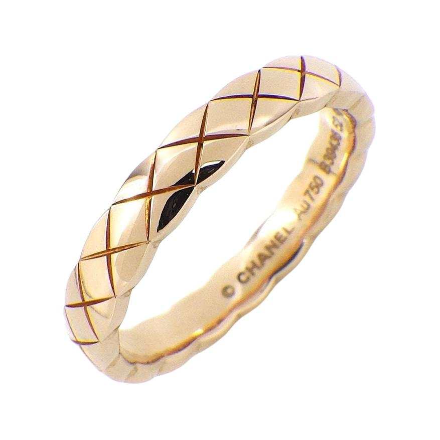 CHANEL 18K Gold Rings Men's Beige Gold