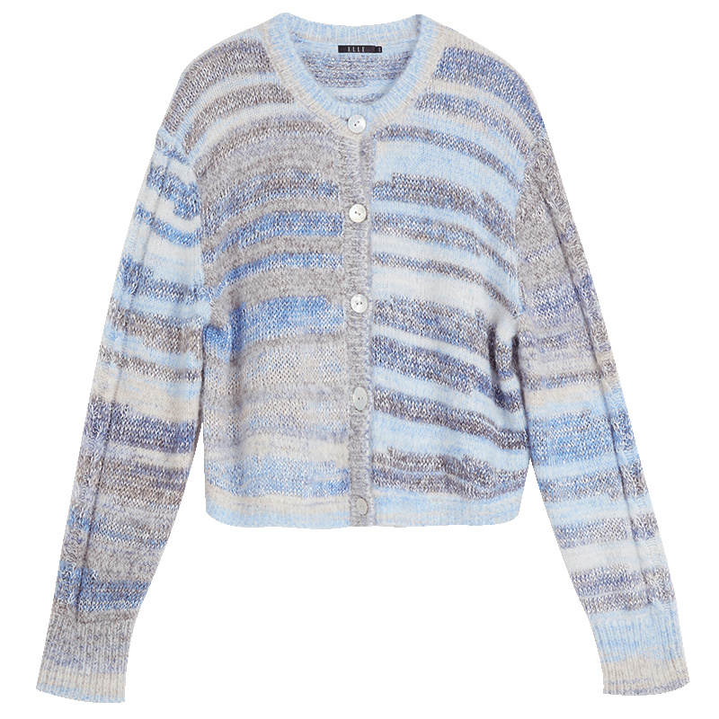 ELLE Knitwear Women's Crew Neck Moderate Cardigan