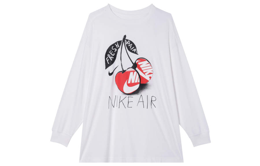 Nike Nike Sportswear Women's Cherry Print Retro Loose Fit T-Shirt White