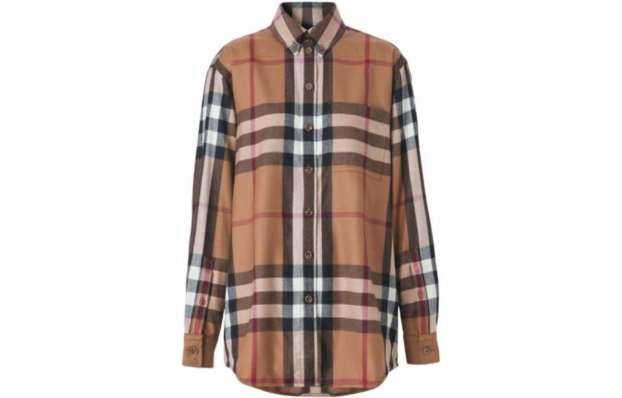 Burberry Burberry Check Wool Oversized Shirt 'Birch Brown'