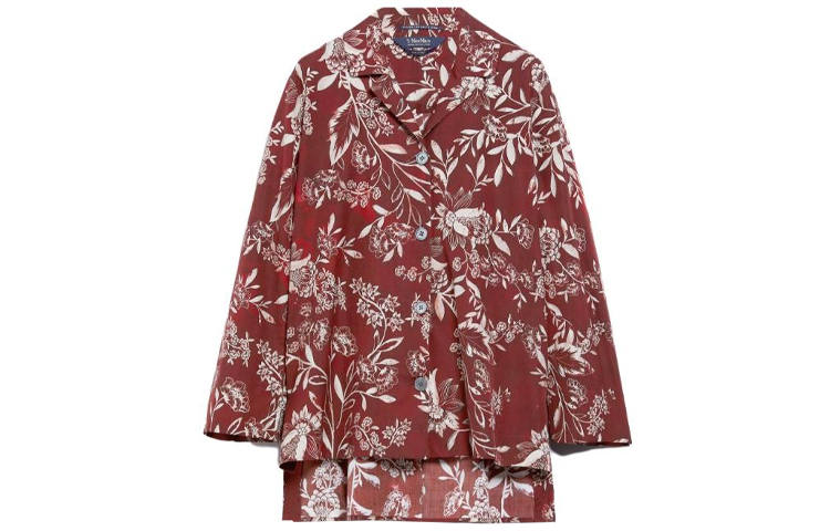 'S MAX MARA Shirts Women's Red Cuban Collar Moderate Other