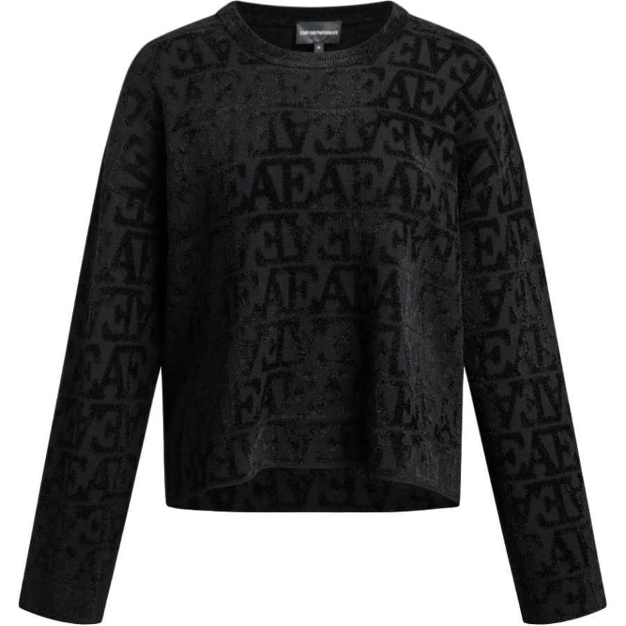 EMPORIO ARMANI Viscose Jumper With All over Flocked effect Jacquard Ea Logo