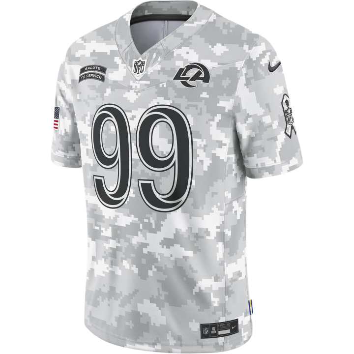 Nike Nike Dri FitNFL Aaron Donald Los Angeles Rams Salute To Service Rugby Jersey Men's White