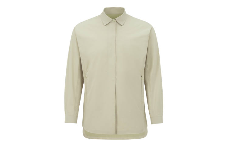 DESCENTE Dualis Shirts Women's LK LIGHT KHAKI Polo Collar Moderate Straight Fit