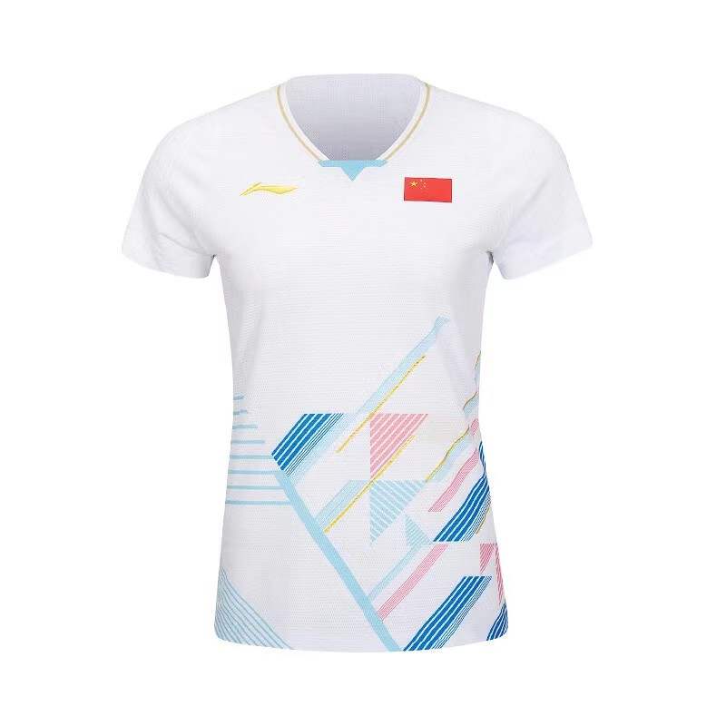 Li-Ning Li Ning T Shirts Women's White V Neck Moderate Other