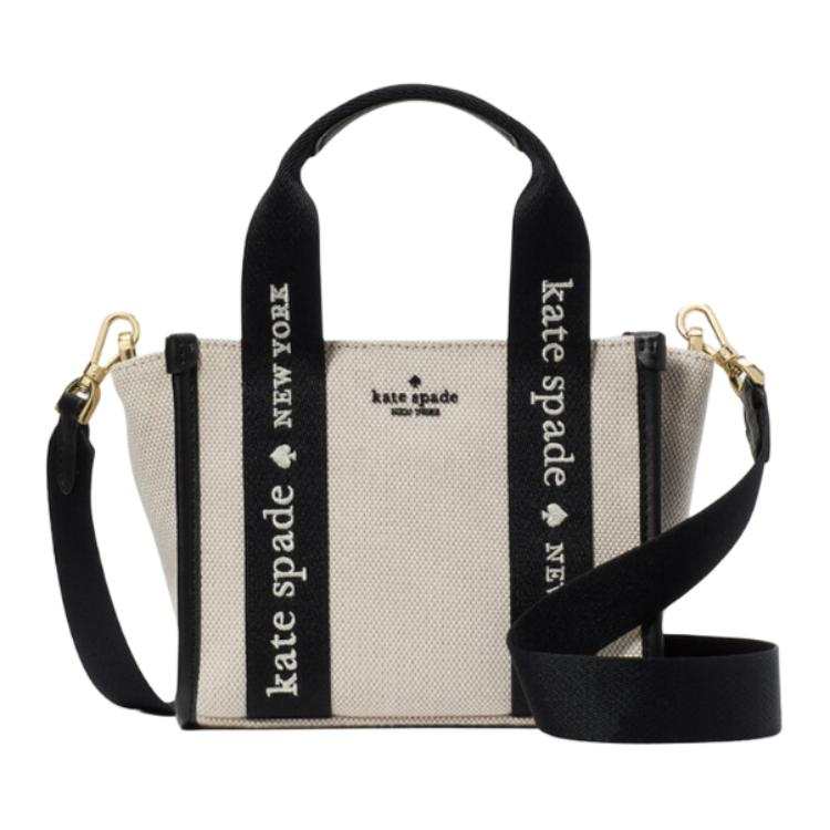 Kate Spade Canvas Tote Bag, Shopping Bag, Shoulder Bag, Handbag Mini Women's Beige & Black