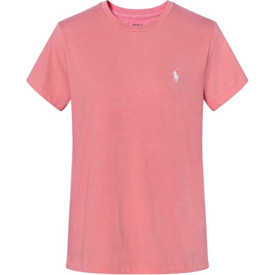 Polo Ralph Lauren SS24 Solid Color Logo Embroidery Casual Crew Neck Pullover Short Sleeved T Shirt Women's Pink