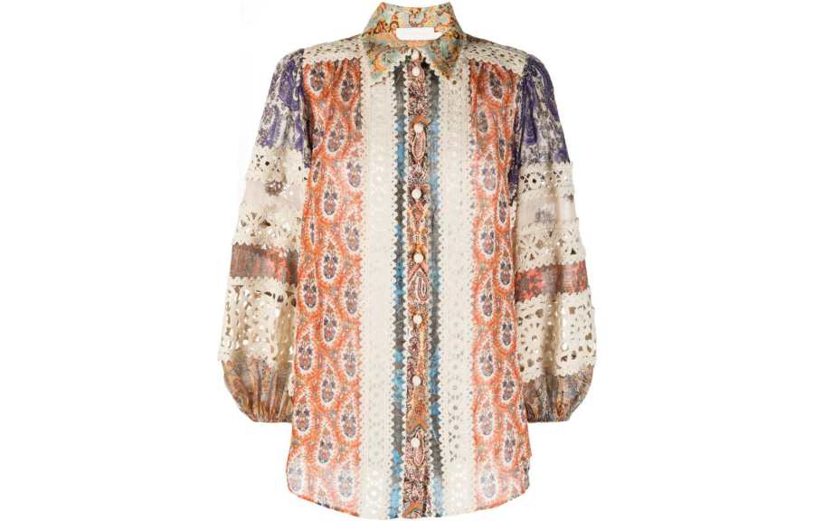 Zimmermann paisley-print puff-sleeve shirt