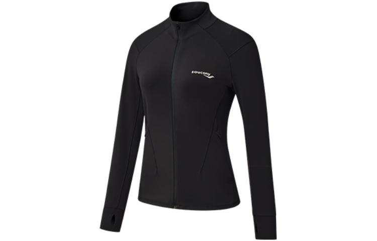 Saucony Knitwear Women's Black Stand Collar Moderate Cardigan