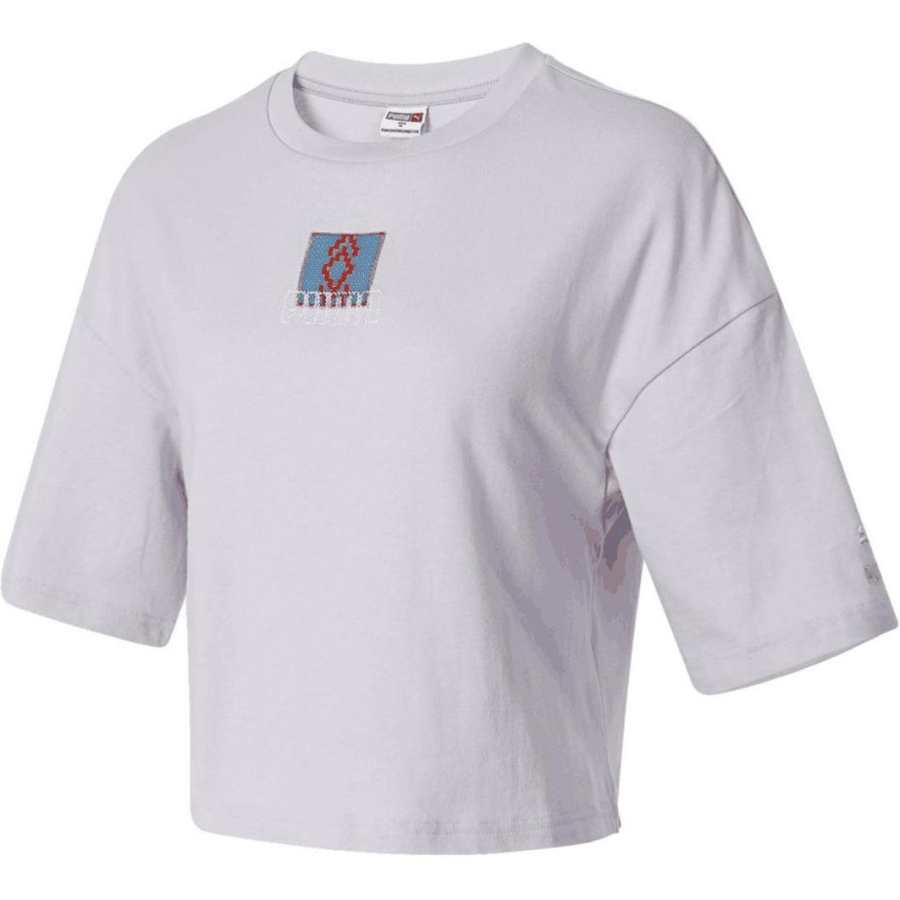 PUMA T Shirts Women's Purple Crew Neck Moderate Straight Fit