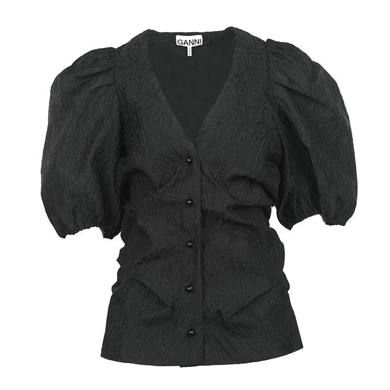 GANNI Shirts Women's Black V Neck Moderate Other