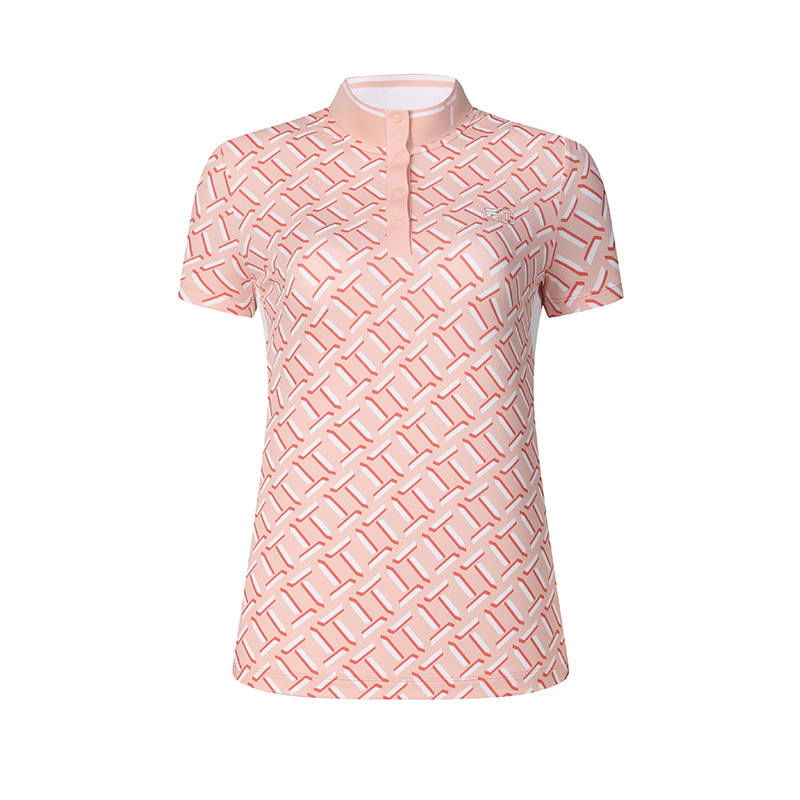 FILA Polo Shirts Women's Peach Ice Cream Powders Stand Collar Moderate Straight Fit