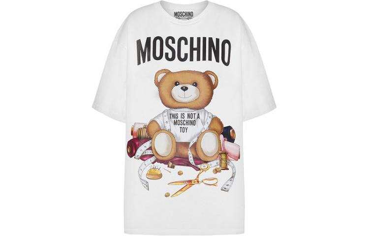 MOSCHINO SS23 Drop Shoulder Sleeve T Shirt Women's White