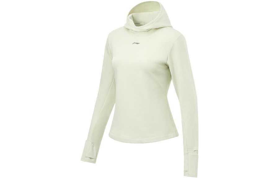 Li-Ning Li Ning Running Collection Sweatshirts Women's Light Tea Brown Green Hooded Thickened Regular