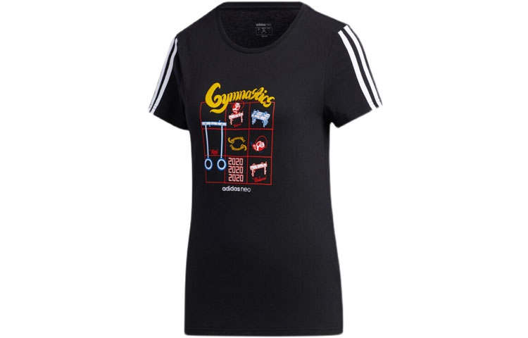 Adidas Neo T Shirts Women's Black Crew Neck Moderate Straight Fit