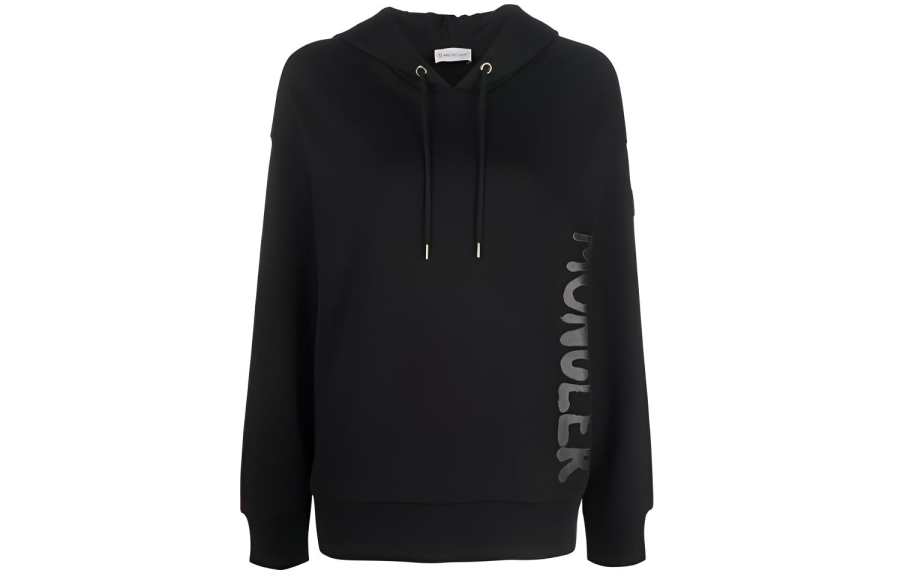 Moncler Women's Metallic Spray Effect Logo Print Hoodie Black
