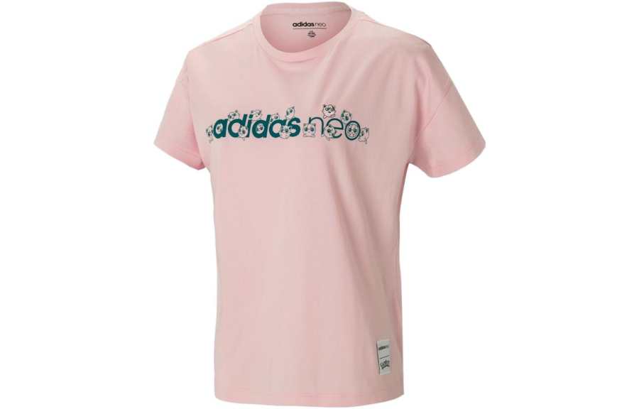 Adidas Adidas Drop Shoulder Sleeve T Shirt Women's Clear Pink