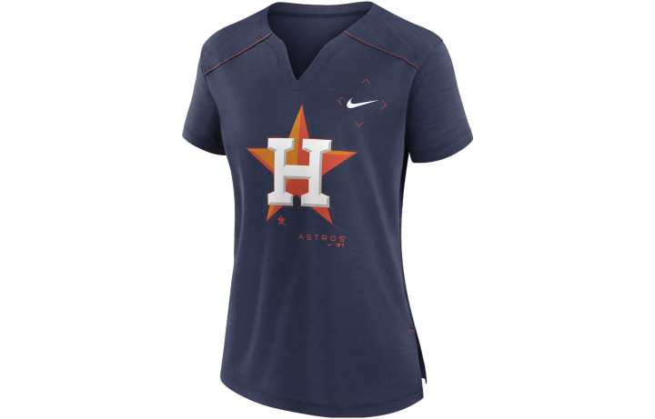 Nike Nike T Shirts Women's Marine Blue V Neck Moderate Straight Fit