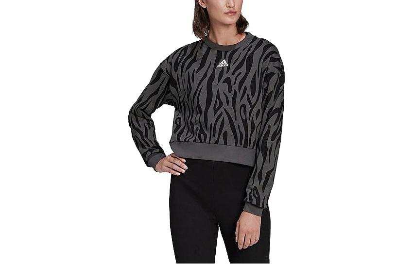 Adidas Adidas Sweatshirts Women's Black Gray Color Crew Neck Moderate Regular