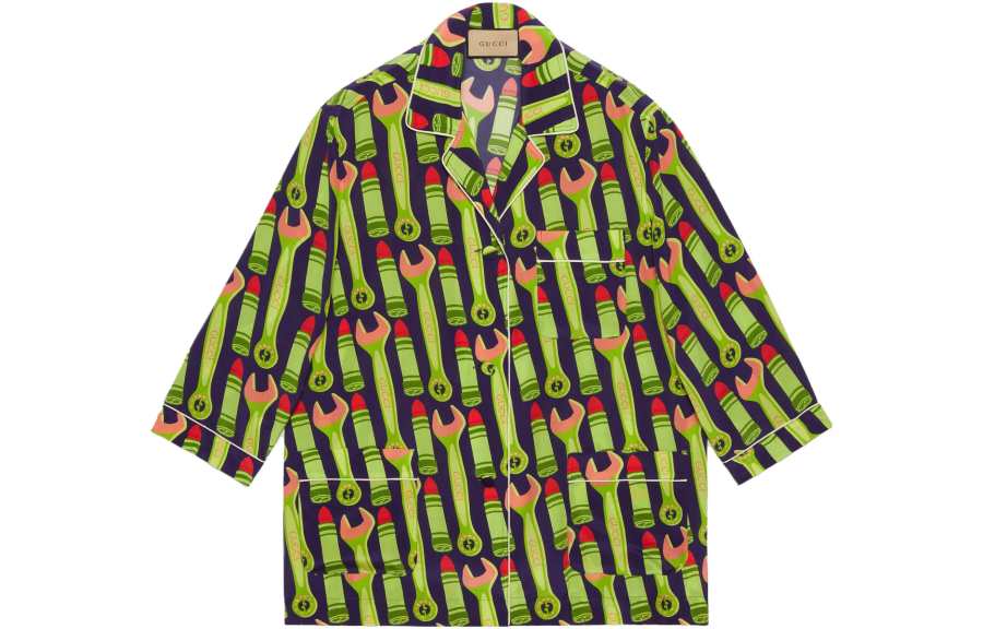 GUCCI Lipstick Tool-print Silk Shirt