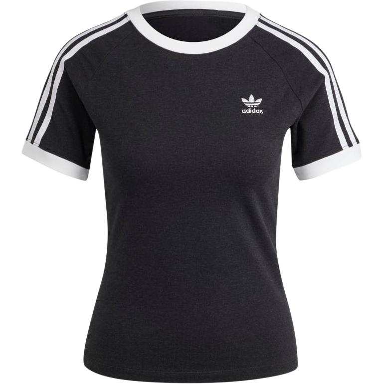 Adidas Originals Adidas Women's 3 Stripes Slim Raglan T Shirt Black Melange