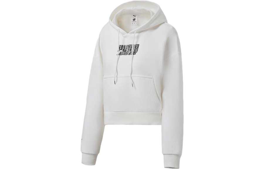 PUMA Sweatshirts Women's White Hooded Moderate Regular