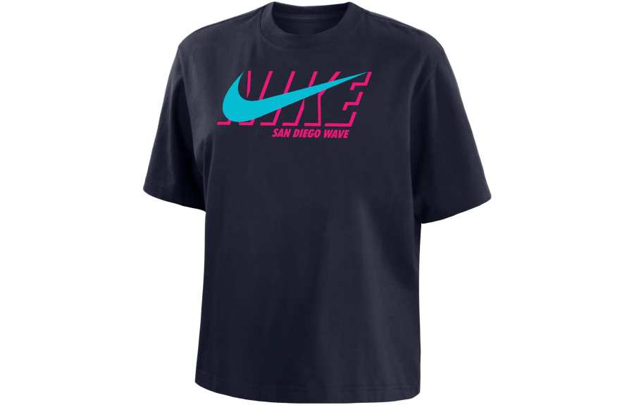 Nike Nike T Shirts Women's Marine Blue Crew Neck Moderate Straight Fit