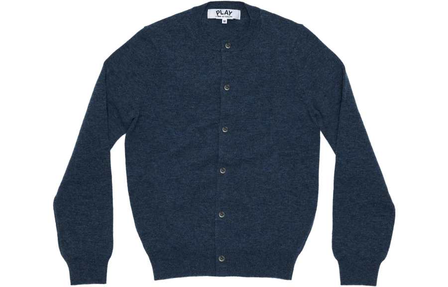 CDG Play Knitwear Women's Navy Crew Neck Moderate Cardigan