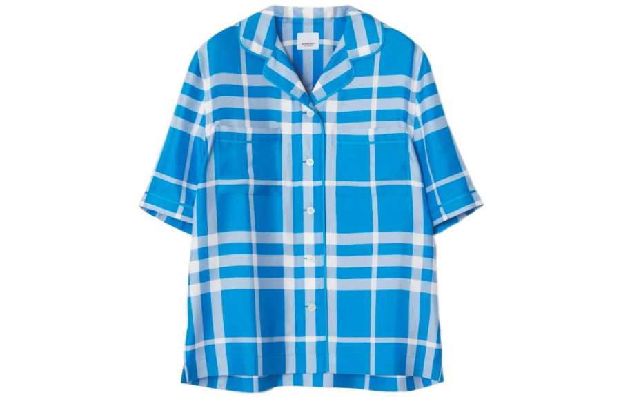 Burberry Shirts Women's Vivid Blue Lapel Moderate