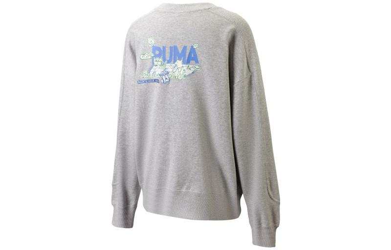 PUMA Sweatshirts Women's Gray Crew Neck Moderate Regular