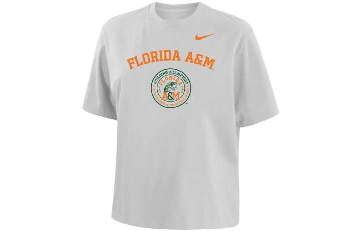Nike Nike T Shirts Women's Light Gray Crew Neck Moderate Straight Fit