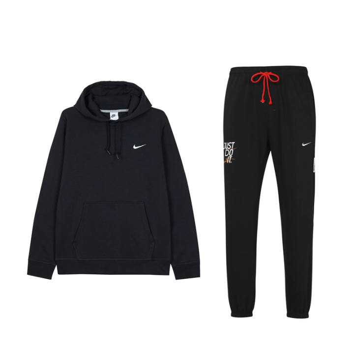 Nike Nike Fashion Comfortable Hooded Long Sleeved Letter Logo Print Knitted Fabric Elastic Cuff Fleece Lined Pants