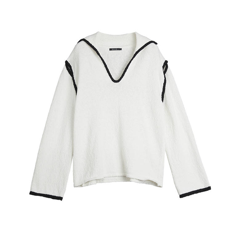 ELLE Knitwear Women's Ecru V Neck Moderate Other