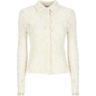 MSGM Floral Laced Semi Sheer Shirt