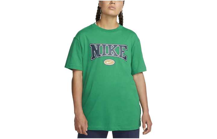 Nike Nike T Shirts Women's Green Crew Neck Moderate Straight Fit