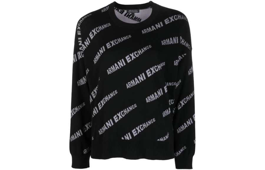 ARMANI EXCHANGE Sweatshirts Women's Black Crew Neck Moderate Regular