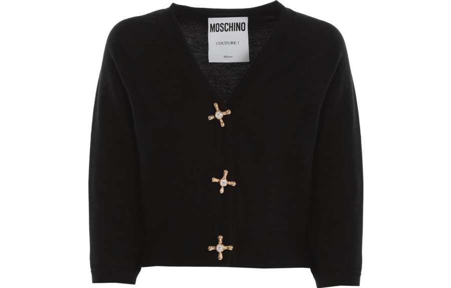 MOSCHINO Knitwear Women's Black V Neck Cardigan